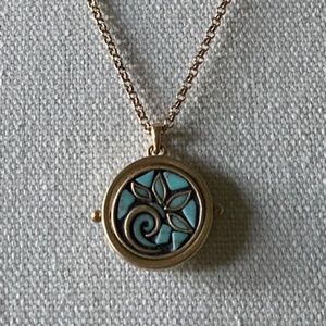 Lucky Brand Turquoise and Antique Gold Tone Necklace    Reversible    10” Chain